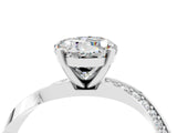 White gold Round Cut Moissanite Engagement Ring with Side Stone Accents and Four-Prong Setting_31