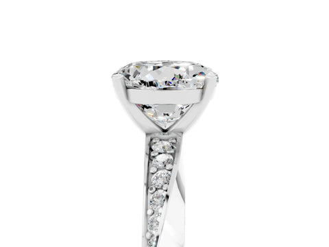 White gold Round Cut Moissanite Engagement Ring with Side Stone Accents and Four-Prong Setting_32