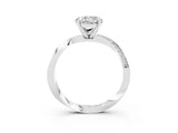 White gold Round Cut Moissanite Engagement Ring with Side Stone Accents and Four-Prong Setting_33