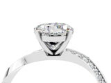 White gold Round Cut Moissanite Engagement Ring with Side Stone Accents and Four-Prong Setting_34