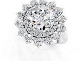 White gold Round Cut Moissanite Floral Double Halo Engagement Ring with Prong Setting_37