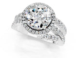 White gold Round Cut Moissanite Halo Ring with Round Split Shank and Prong Setting_61