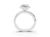 White gold Round Cut Moissanite Halo Ring with Round Split Shank and Prong Setting_63