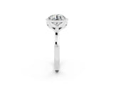 White gold Round Cut Moissanite Halo Ring with Tapered Band and Four-Prong Setting_2