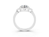 White gold Round Cut Moissanite Halo Ring with Tapered Band and Four-Prong Setting_3