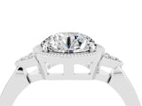 White gold Round Cut Moissanite Halo Ring with Tapered Band and Four-Prong Setting_4