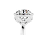 White gold Round Cut Moissanite Halo Ring with Tapered Band and Four-Prong Setting_5