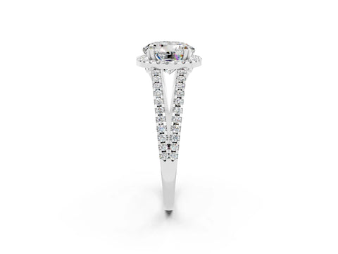 White gold Round Cut Moissanite Halo Split Shank Engagement Ring_14