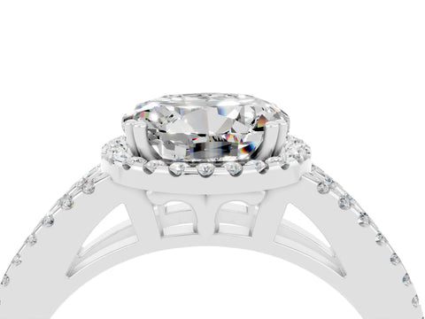 White gold Round Cut Moissanite Halo Split Shank Engagement Ring_16