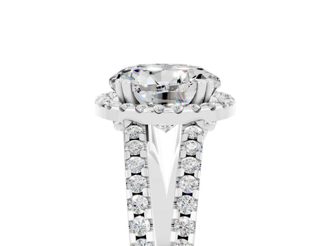 White gold Round Cut Moissanite Halo Split Shank Engagement Ring_17