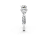 White gold Round Cut Moissanite Halo Twist Band Solitaire Prong Setting Ring_2