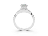 White gold Round Cut Moissanite Halo Twist Band Solitaire Prong Setting Ring_3