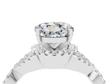 White gold Round Cut Moissanite Halo Twist Band Solitaire Prong Setting Ring_4