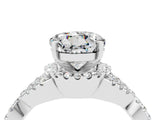 White gold Round Cut Moissanite  Halo Twist Band Solitaire Prong Setting Ring_52