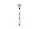 White gold Round Cut Moissanite Milgrain Pavé Engagement Ring with Four-Prong Setting_2