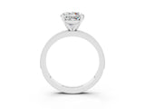White gold Round Cut Moissanite Milgrain Pavé Engagement Ring with Four-Prong Setting_3