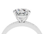 White gold Round Cut Moissanite Milgrain Pavé Engagement Ring with Four-Prong Setting_4