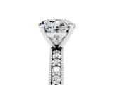 White gold Round Cut Moissanite Milgrain Pavé Engagement Ring with Four-Prong Setting_5