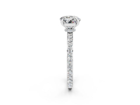 White gold Round Cut Moissanite Pavé Engagement Ring with Round  Accents and Prong Setting_26