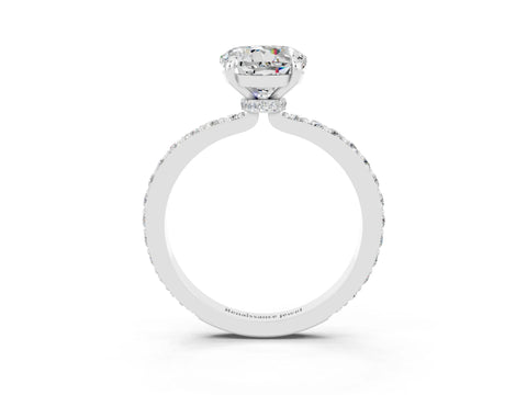 White gold Round Cut Moissanite Pavé Engagement Ring with Round  Accents and Prong Setting_27