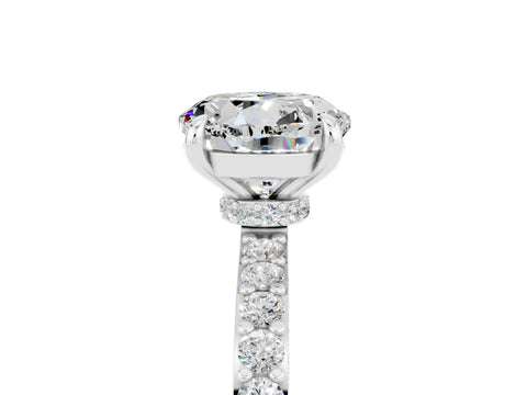 White gold Round Cut Moissanite Pavé Engagement Ring with Round  Accents and Prong Setting_29