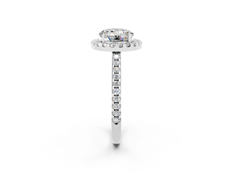 White gold Round Cut Moissanite Pavé Halo Ring with Four-Prong Setting_14
