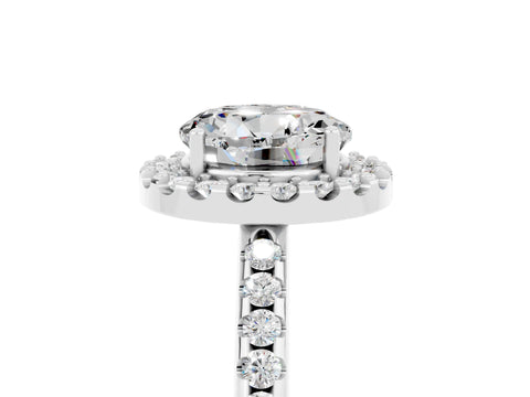 White gold Round Cut Moissanite Pavé Halo Ring with Four-Prong Setting_17