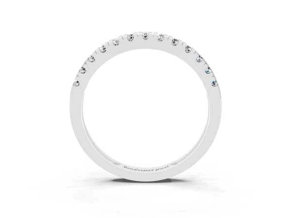 White Gold Round Moissanite Thin Pave Half Eternity Wedding Band