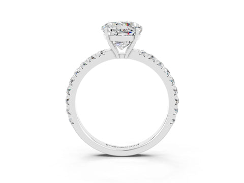 White gold Round Cut Moissanite Pavé Solitaire Engagement Ring with Four-Prong Setting_15