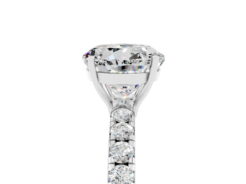 White gold Round Cut Moissanite Pavé Solitaire Engagement Ring with Four-Prong Setting_17