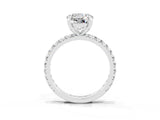 White gold Round Cut Moissanite Pavé Solitaire Ring with Round Band and Prong Setting_39