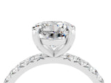 White gold Round Cut Moissanite Pavé Solitaire Ring with Round Band and Prong Setting_40