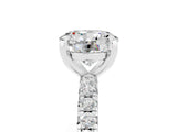 White gold Round Cut Moissanite Pavé Solitaire Ring with Round Band and Prong Setting_41