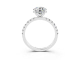 White gold Round Cut Moissanite Pave Band Solitaire Ring with Four-Prong Setting_27