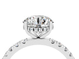 White gold Round Cut Moissanite Pave Band Solitaire Ring with Four-Prong Setting_28