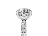 White gold Round Cut Moissanite Pave Band Solitaire Ring with Four-Prong Setting_29
