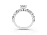 White gold Round Cut Moissanite Prong Setting with Side Stones on a Pave Band_3
