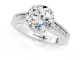 White gold Round Cut Moissanite Ring with Milgrain Pavé Band and Four-Prong Setting_13