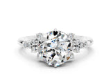 White gold Round Cut Moissanite Ring with Side Stones and Four-Prong Setting_36