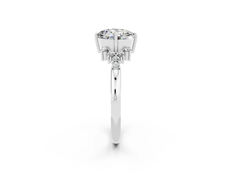 White gold Round Cut Moissanite Ring with Side Stones and Four-Prong Setting_38