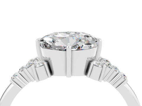 White gold Round Cut Moissanite Ring with Side Stones and Four-Prong Setting_40