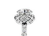 White gold Round Cut Moissanite Scalloped Halo Engagement Ring with Round Shared Prong Band_29