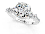 White gold Round Cut Moissanite Scattered Round Accent Ring with Prong Setting_25