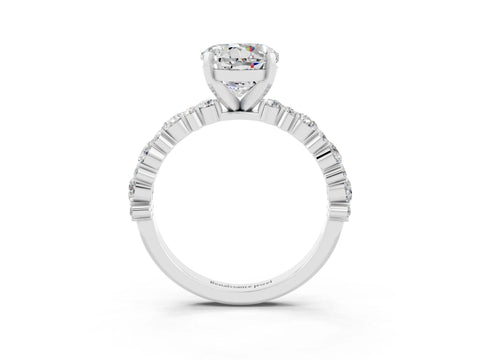 White gold Round Cut Moissanite Side Stone Solitaire Ring with Round  and Four-Prong Setting_51