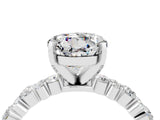 White gold Round Cut Moissanite Side Stone Solitaire Ring with Round  and Four-Prong Setting_52