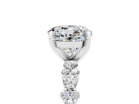 White gold Round Cut Moissanite Side Stone Solitaire Ring with Round  and Four-Prong Setting_53
