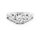 White gold Round Cut Moissanite Solitaire Celtic Knot Ring with Four-Prong Setting_12