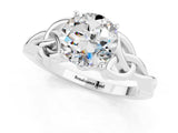 White gold Round Cut Moissanite Solitaire Celtic Knot Ring with Four-Prong Setting_13