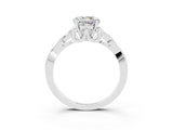 White gold Round Cut Moissanite Solitaire Celtic Knot Ring with Four-Prong Setting_15