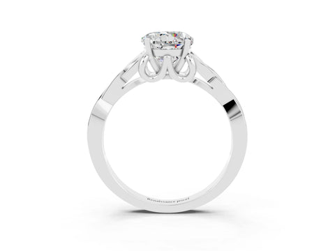 White gold Round Cut Moissanite Solitaire Celtic Knot Ring with Four-Prong Setting_15